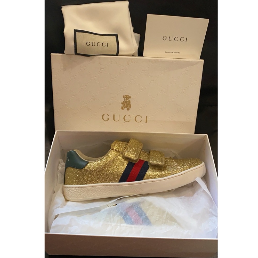 Kid’s Gucci Gold Ace Sneakers